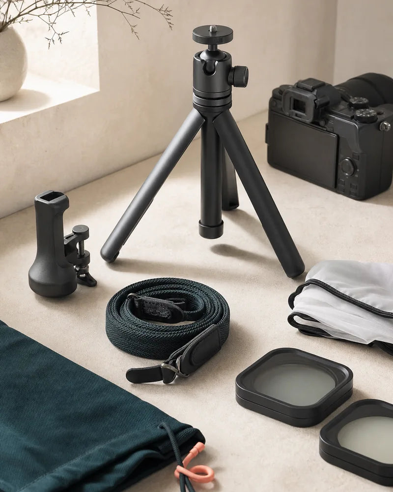 AI concept creative studio with photography accessories